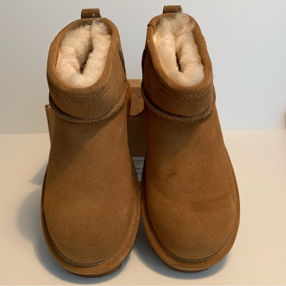 BearPaw Women’s Size 6 Hickory II Brown Suede & Wool Lined Boots Ankle Booties - Picture 5 of 12